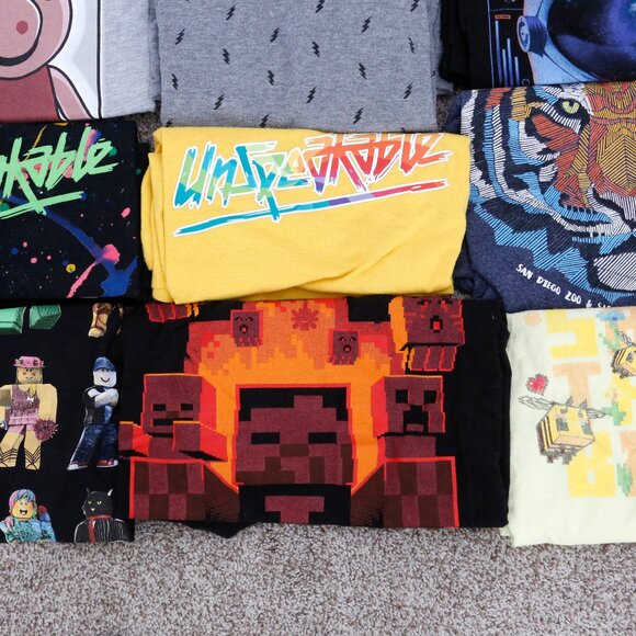 Youth Boys Short Sleeve T Shirt Lot Minecraft Roblox Piggy Unspeakable - Picture 5 of 5